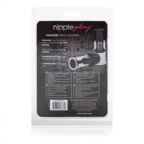 Чёрные помпы для сосков Nipple Play Vacuum Twist Suckers