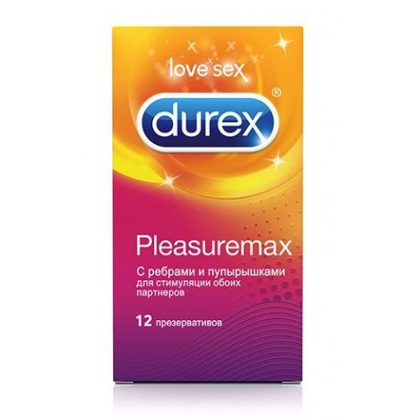 Рельефные презервативы с точками и рёбрами Durex Pleasuremax - 12 шт.