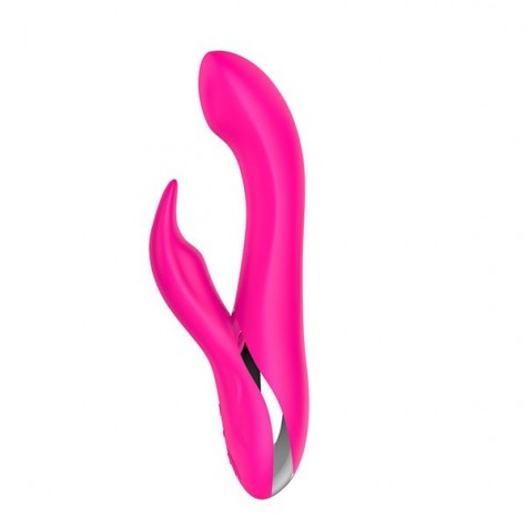 Розовый вибратор NAGHI NO.19 RECHARGEABLE DUO VIBRATOR со стимулятором клитора