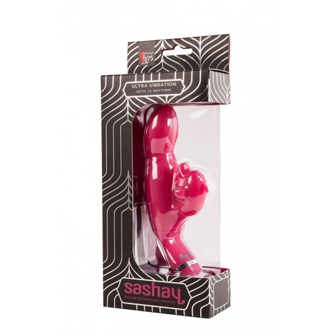 Вибратор со стимулятором клитора SASHAY VIBRATOR DOLPHIN - 17,5 см.